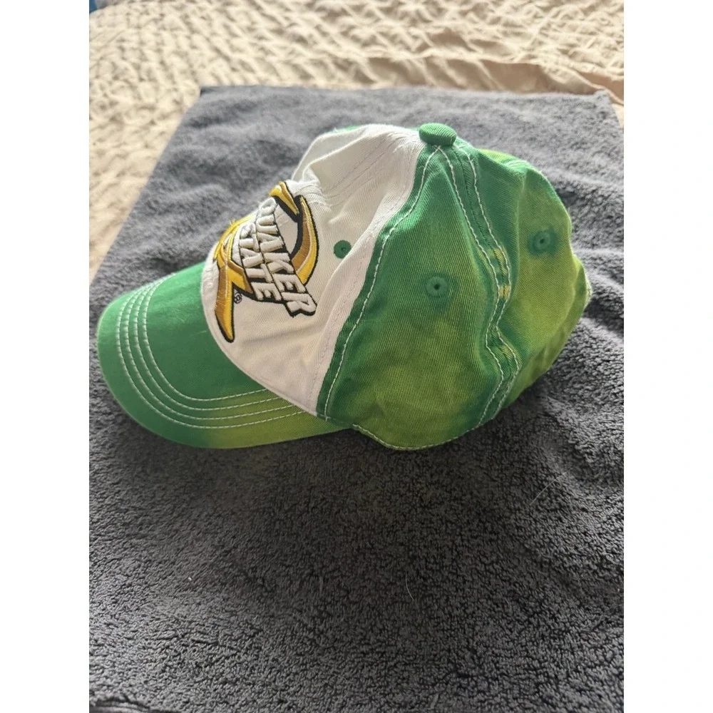Quaker State oil green faded look cap hat, big logo, snapback, os